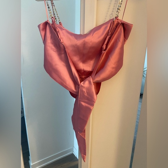 Garage Satin Pink Cami w/ Back Tie & Jewel Straps - Picture 3 of 4